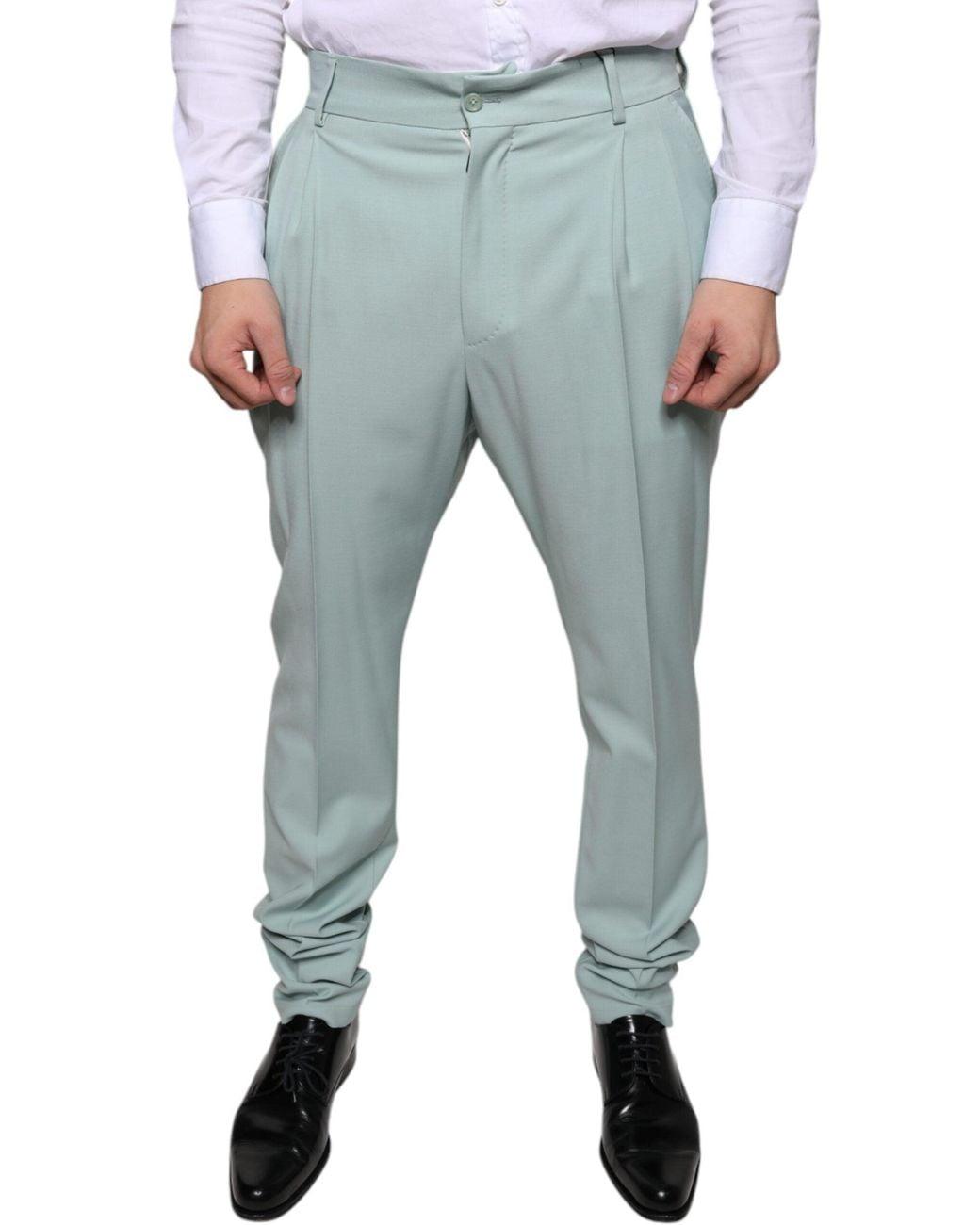 Dolce & Gabbana Blue Mint Cotton Dress Pants for men