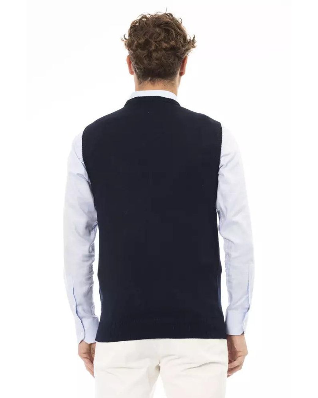 Alpha Studio Blue Viscose Men's V for men