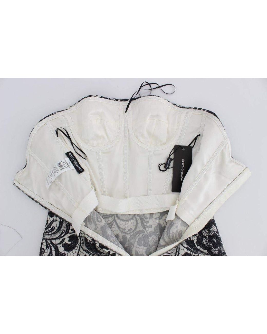 Dolce & Gabbana Black Floral Lace Silk Corset Maxi Dress