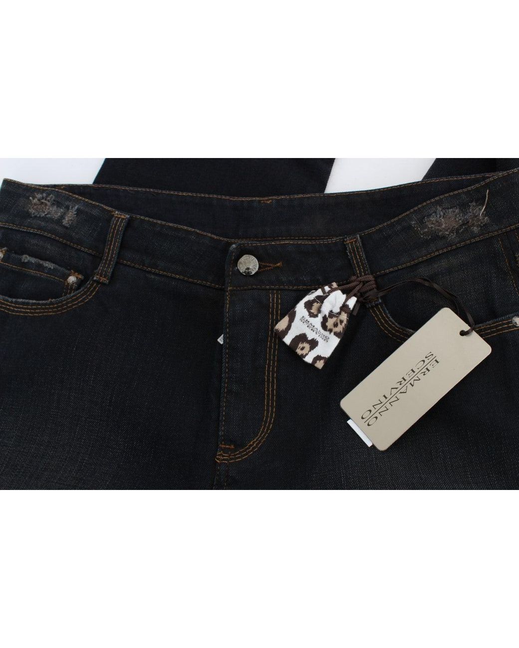 Ermanno Scervino Black Straight Leg Denim Pants