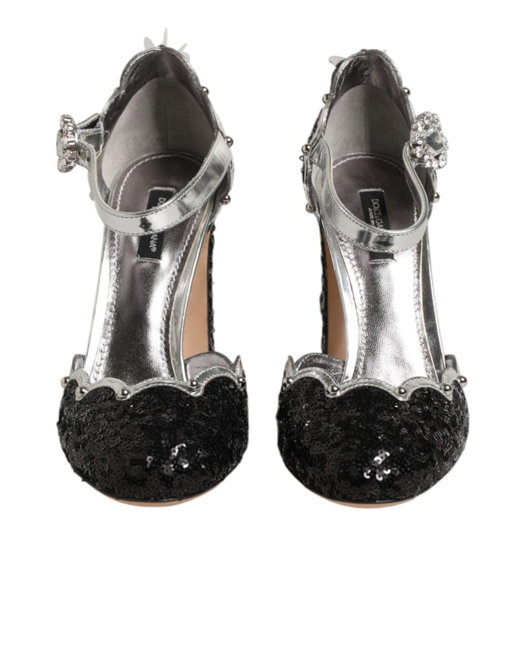 Dolce & Gabbana Black Sequin Ankle Strap Sandals Shoes