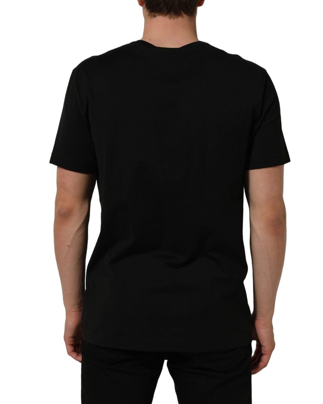Dolce & Gabbana Black Cotton Crew Neck Short Sleeve T for men