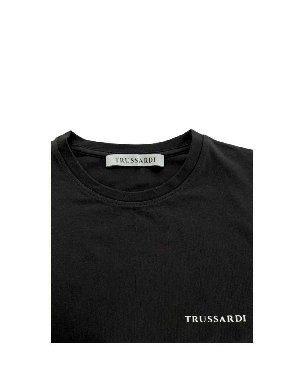 Trussardi Beachwear Black Cotton T-Shirt for men
