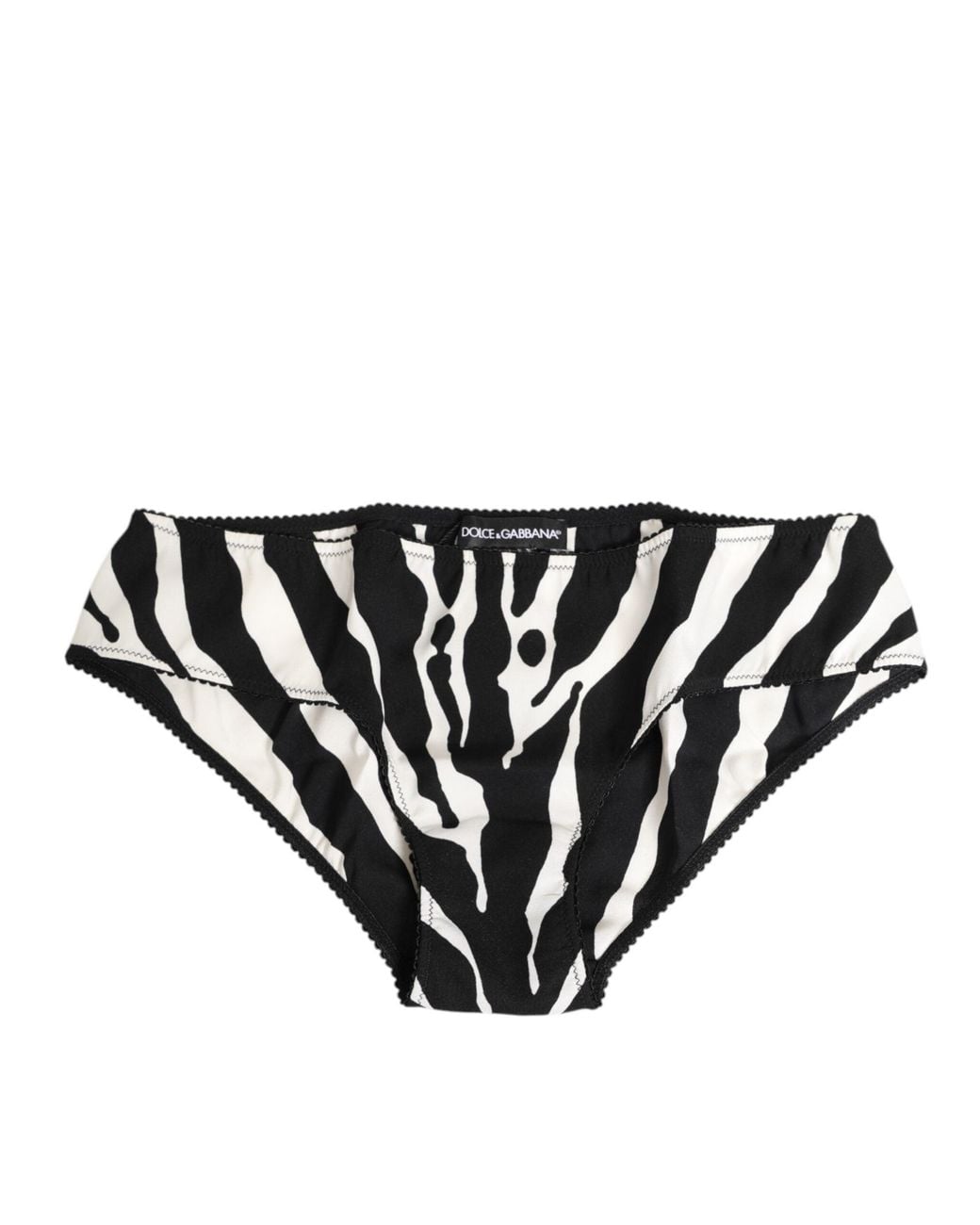 Dolce & Gabbana Black Zebra Print Slip Briefs Underwear Silk Clothing