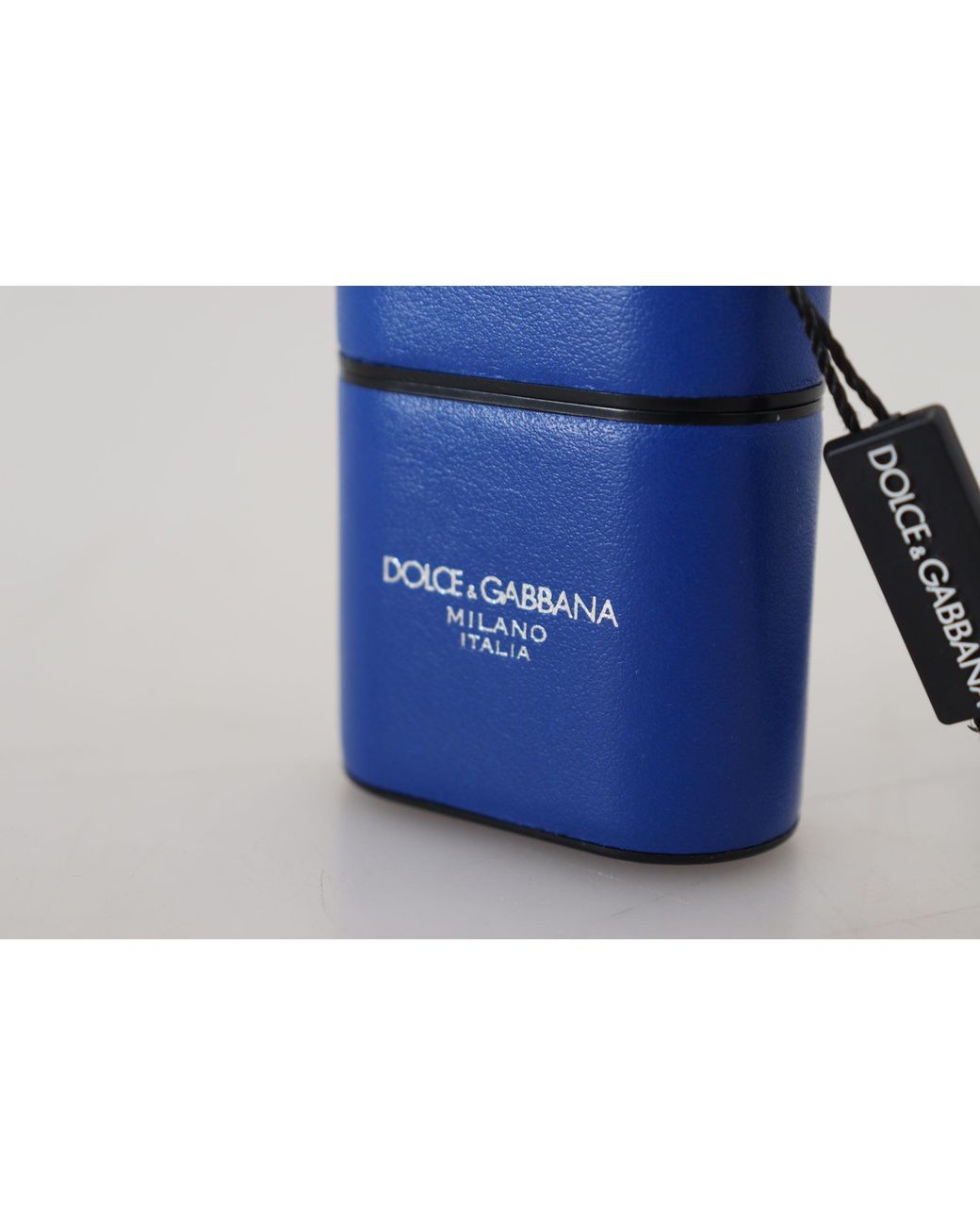 Dolce & Gabbana Blue Leather Silver Metal Logo Airpods Case