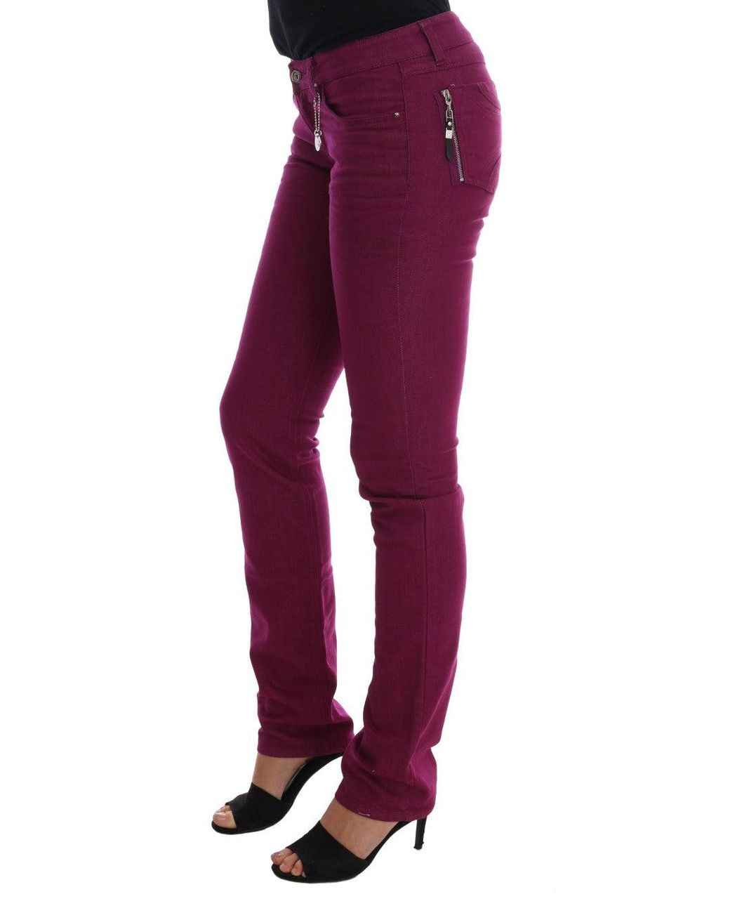 CoSTUME NATIONAL Red Cotton Stretch Slim Denim Jeans
