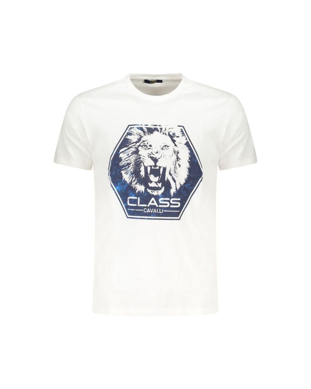 Roberto Cavalli Blue Lion Head Graphic Tee for men
