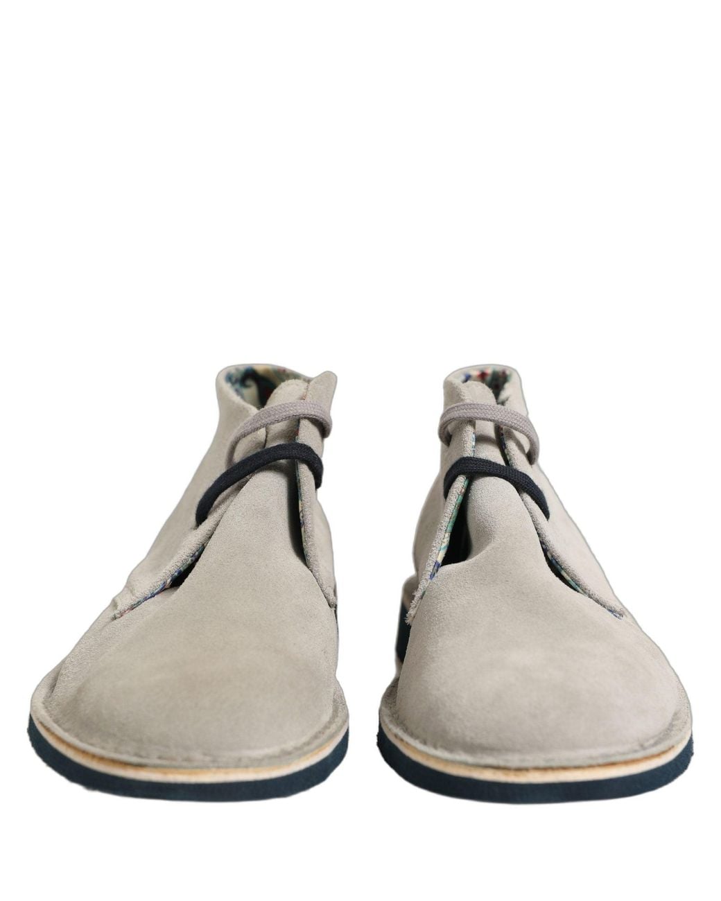 Pollini White Gray Suede Chukka Lace Up Men Ankle Boots Light for men