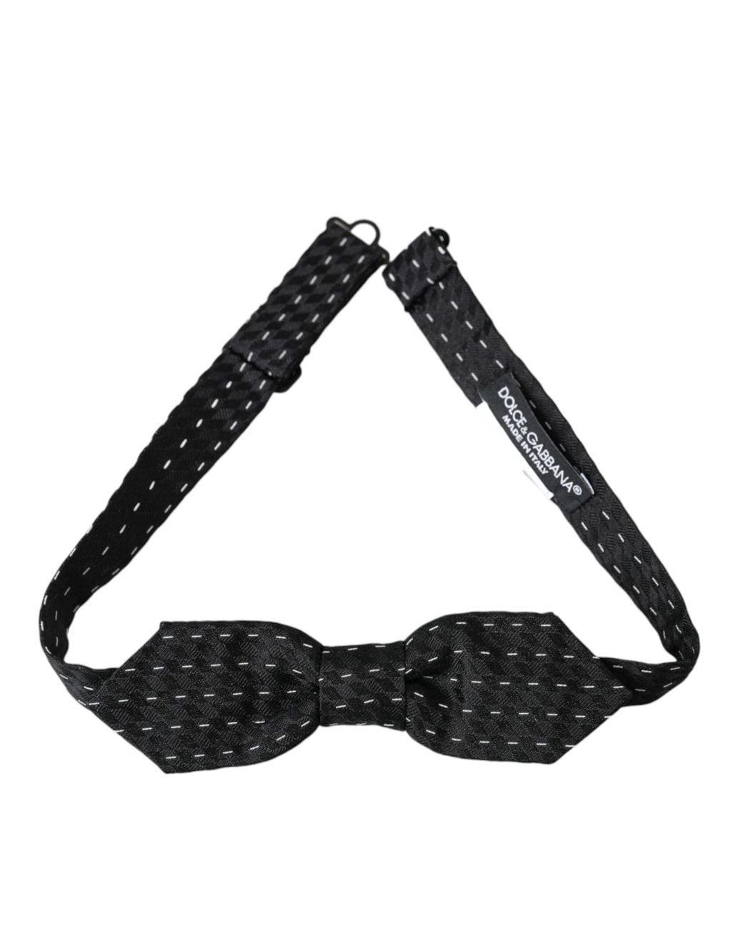 Dolce & Gabbana Black Stitched Silk Neck Bow Tie for men