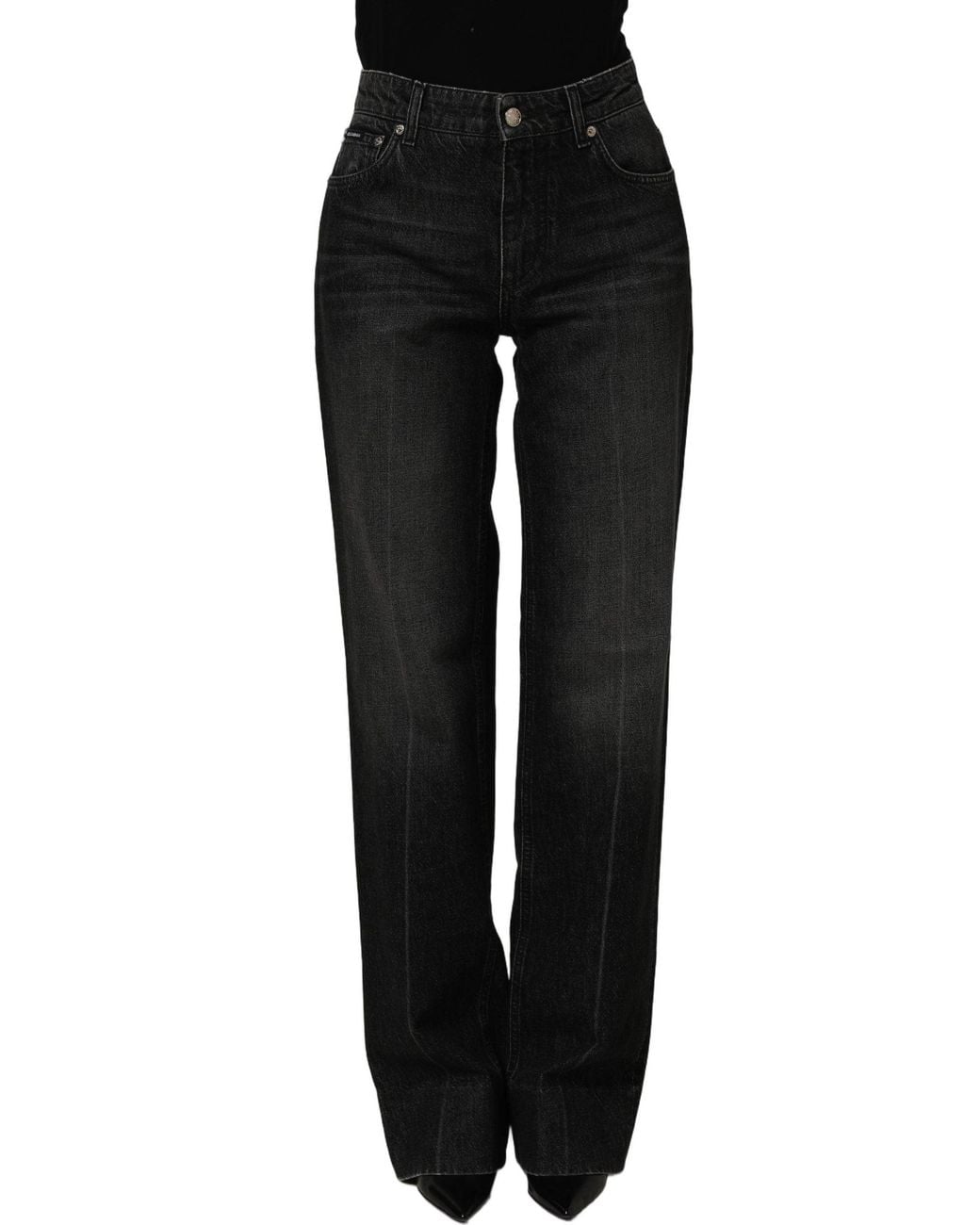 Dolce & Gabbana Black Cotton Stretch Straight Denim Jeans