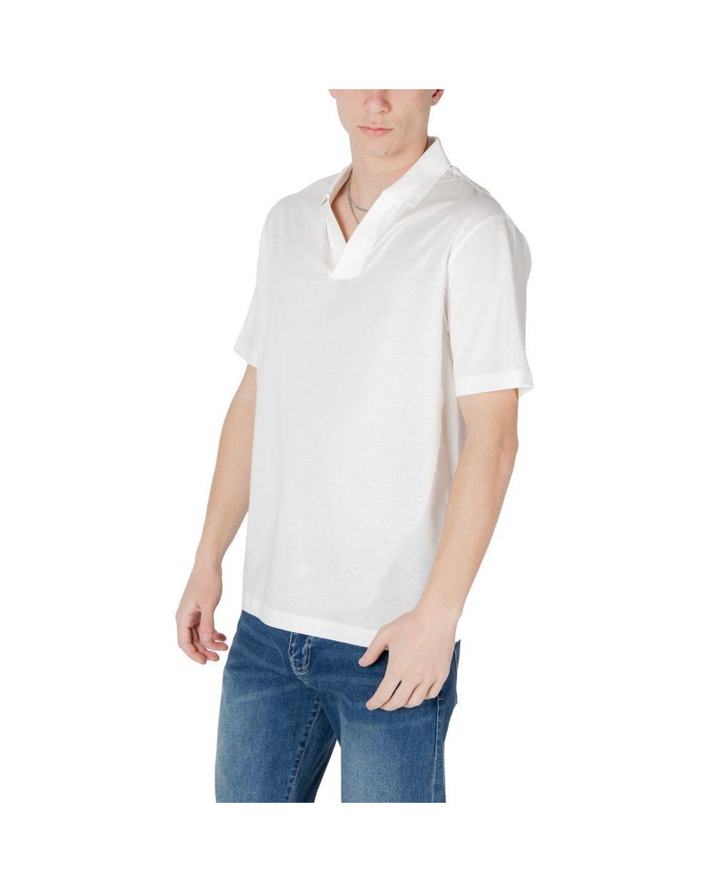ARMANI EXCHANGE White Cotton Polo Shirt for men