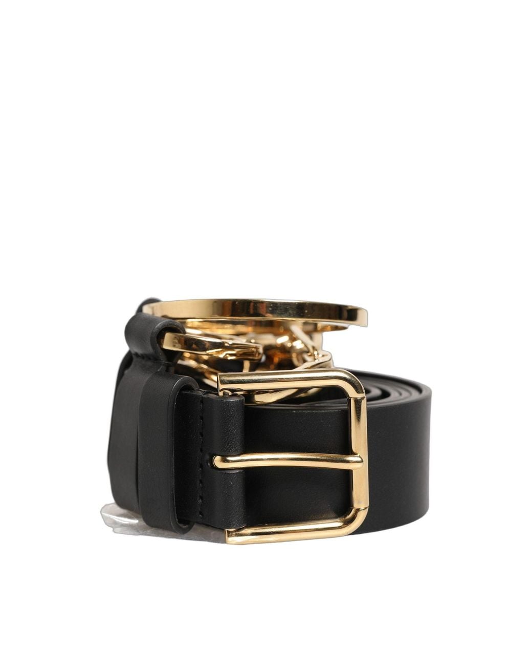 Dolce & Gabbana Black Calf Leather Gold Metal Buckle Men Belt for men