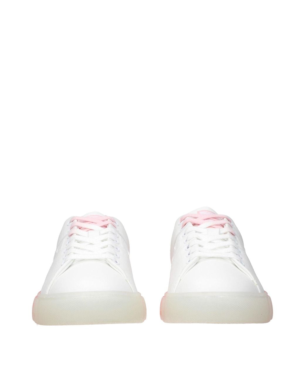 Versace Pink White Leather Low Top Sneakers
