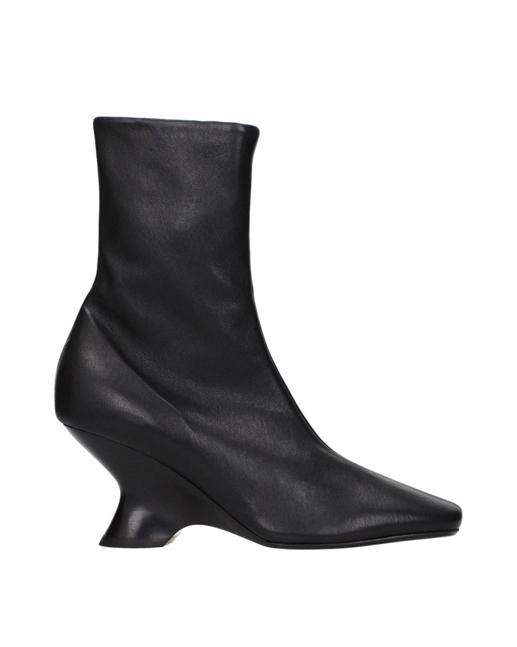 Dries Van Noten Black Leather Ankle Boots
