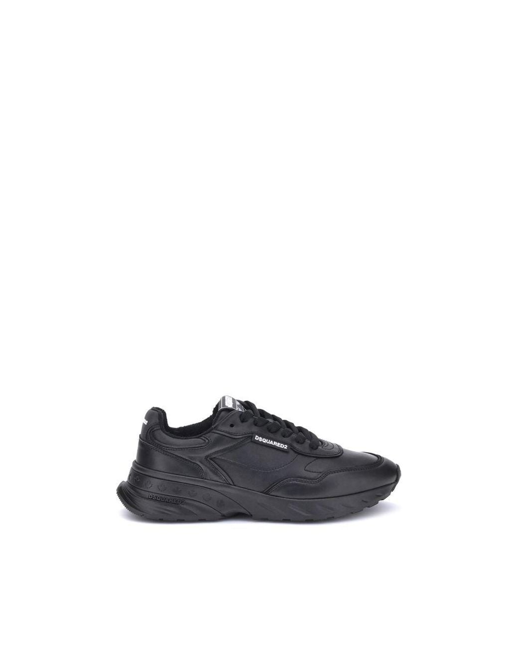 DSquared² Blue Black Calf Leather Bos Taurus Athletic Sneakers for men