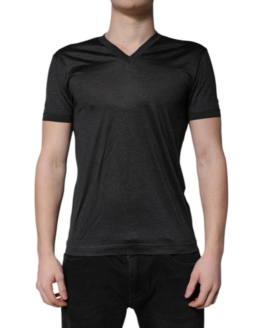 Dolce & Gabbana Black Vneck Short Sleeve Tshirt for men