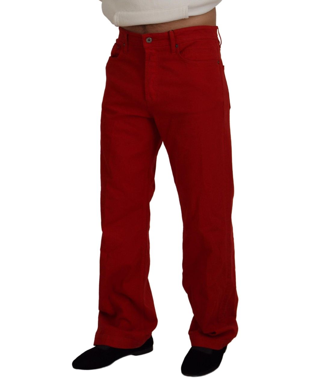 Dolce & Gabbana Red Cotton Straight Fit Denim Jeans for men