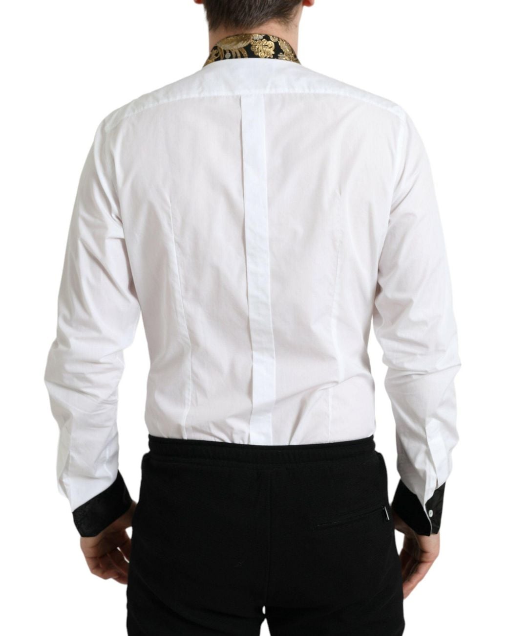 Dolce & Gabbana White Cotton Jacquard Formal Dress Shirt for men