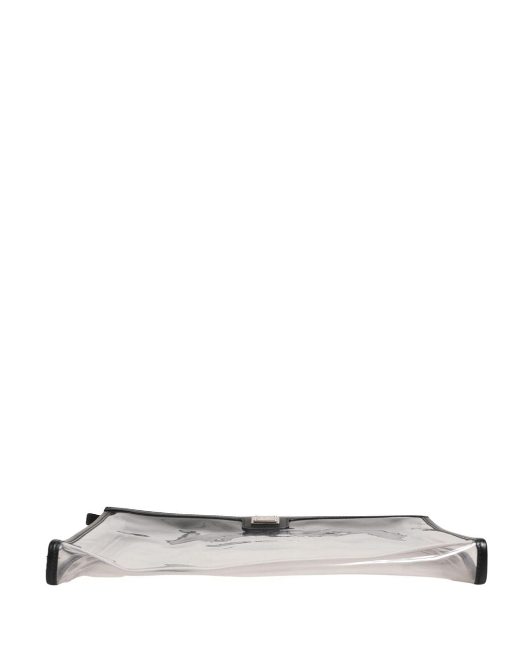 Dolce & Gabbana Gray Pvc Clutch Pouch Purse Branded Logo Plaque Bag Calf Leather