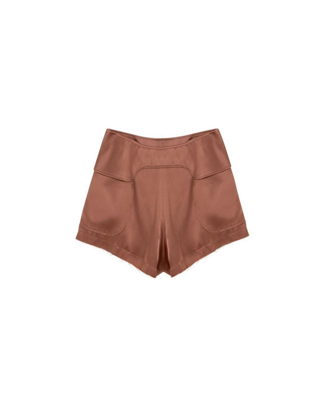 Tom Ford Brown Silk Frayed Hem Highwaisted Shorts