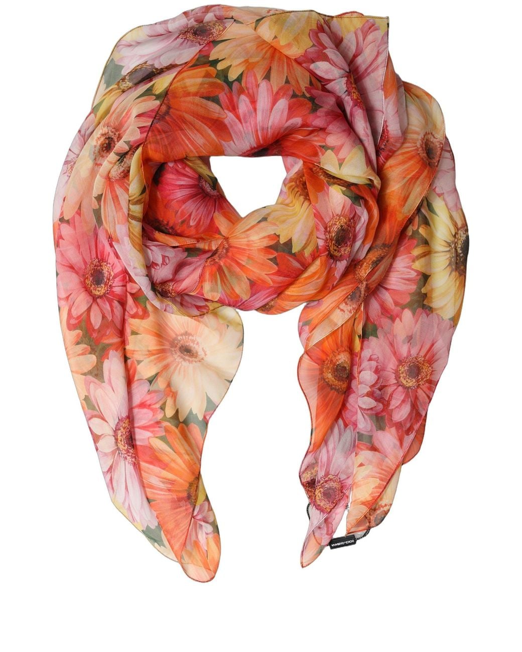 Dolce & Gabbana Pink Multicolor Floral Silk Shawl Stole Scarf