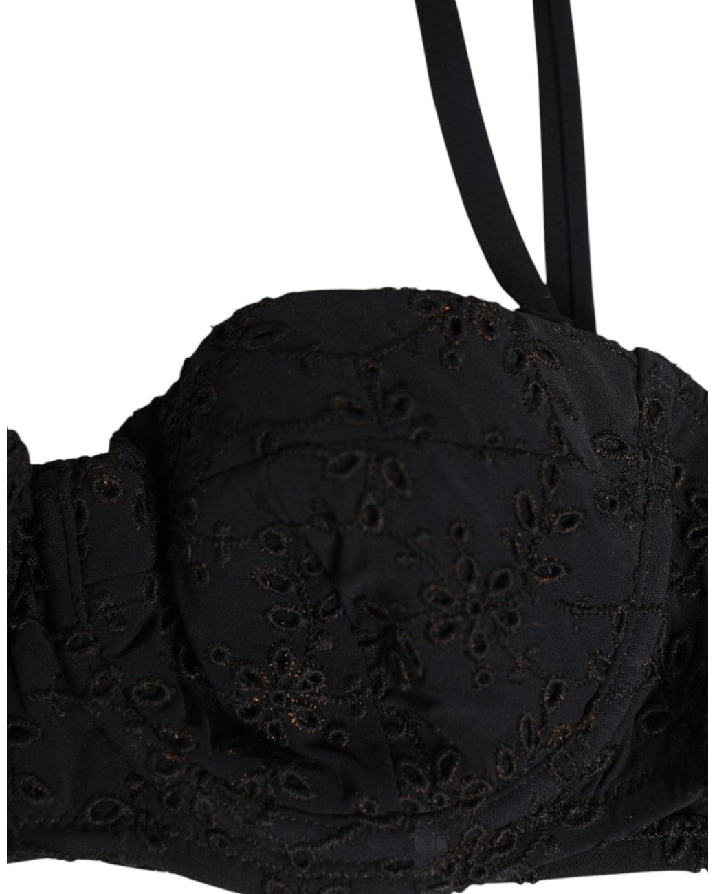 Dolce & Gabbana Black Polyester Embroidered Underwire Bra Underwear