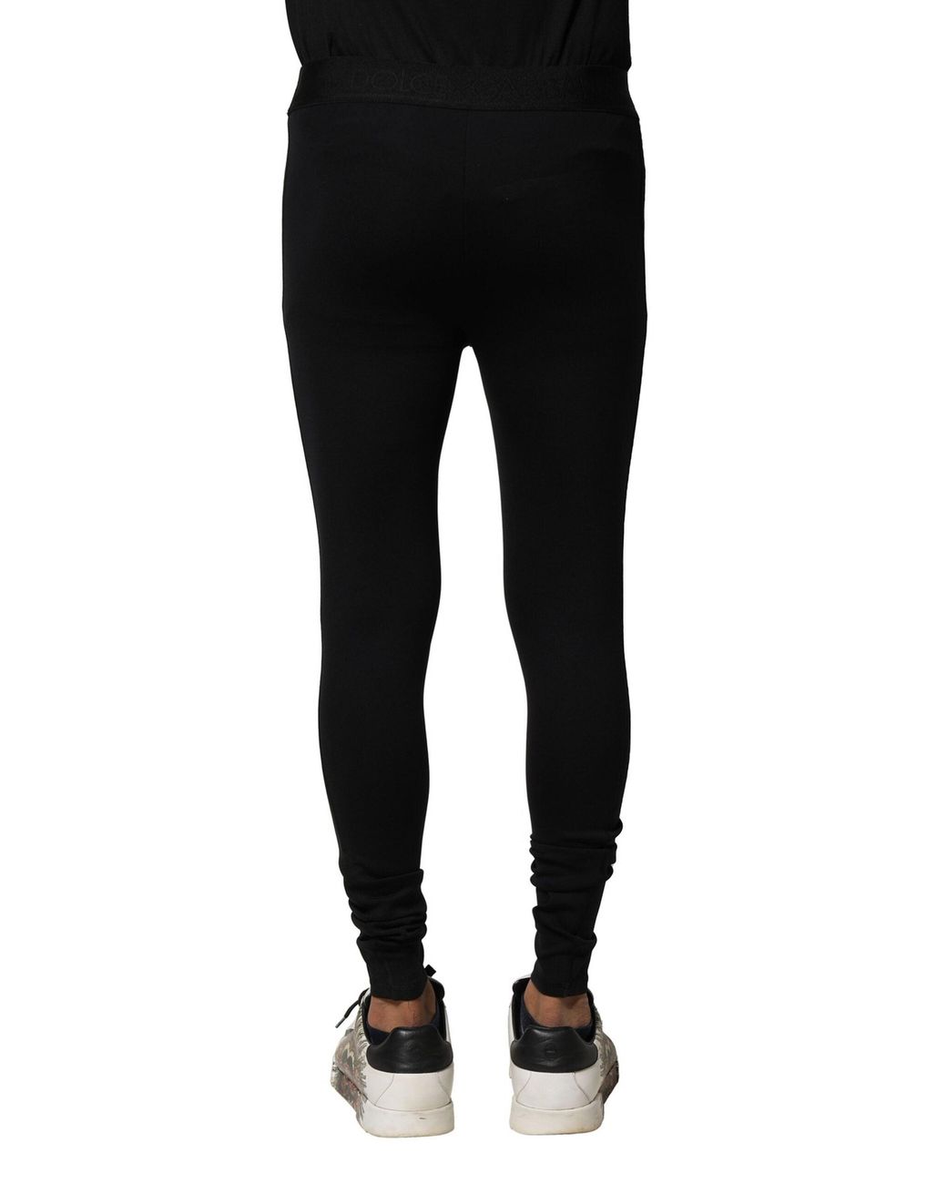 Dolce & Gabbana Black Nylon Elastic Logo Men Leggings Pants for men
