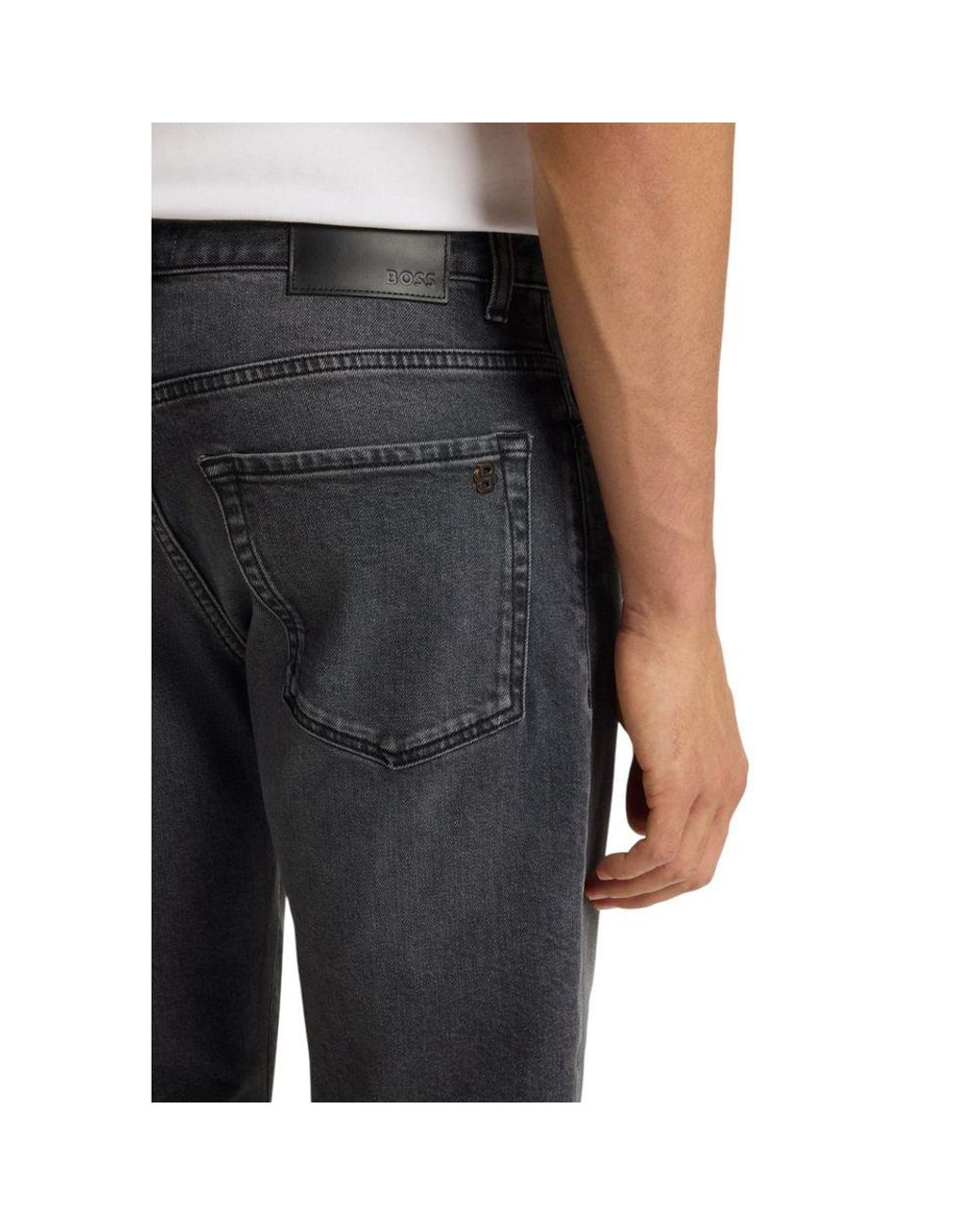 Boss Blue Gray Cotton Relaxed Fit Jeans for men