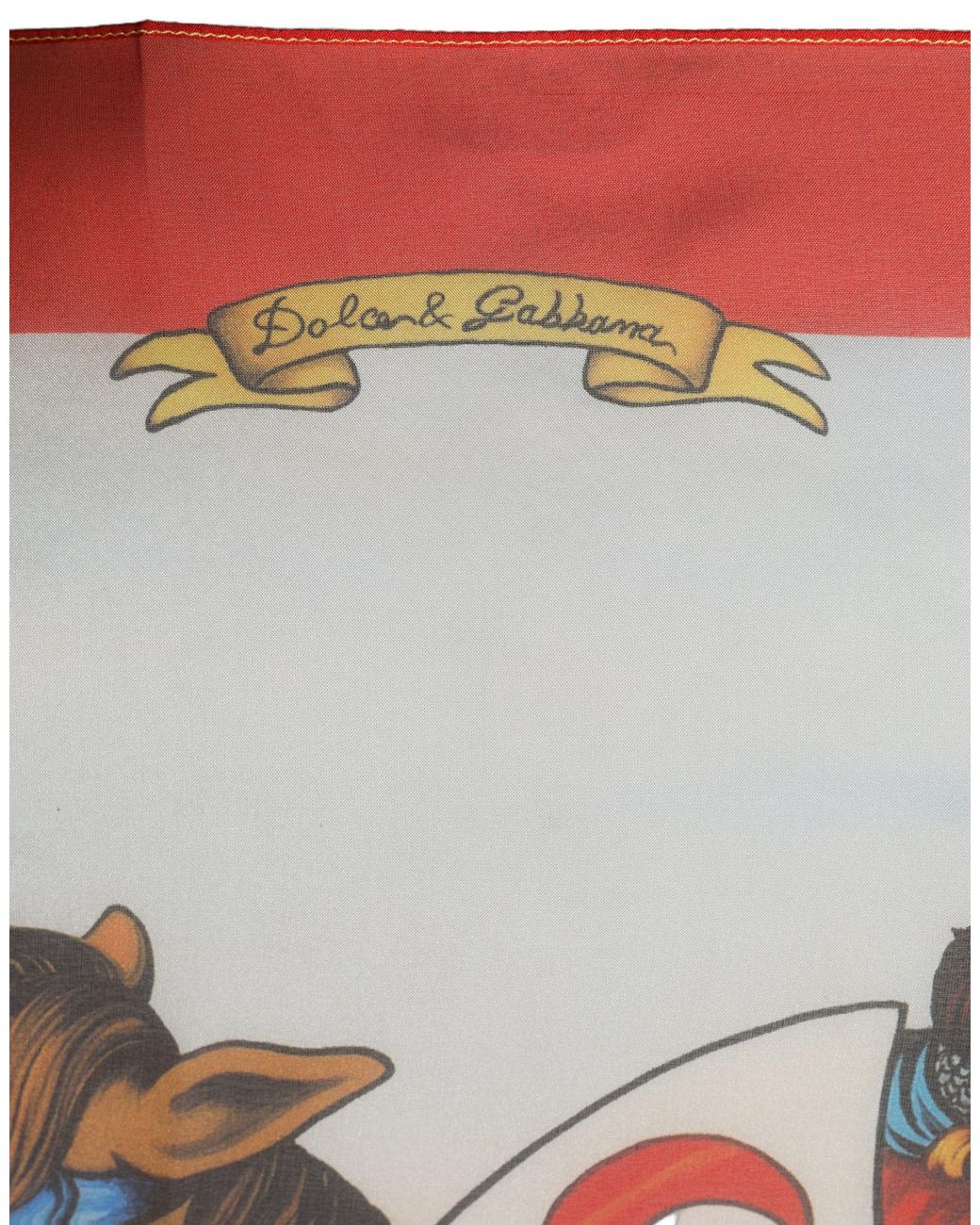 Dolce & Gabbana Gray Multicolor Silk Printed Square Foulard Scarf