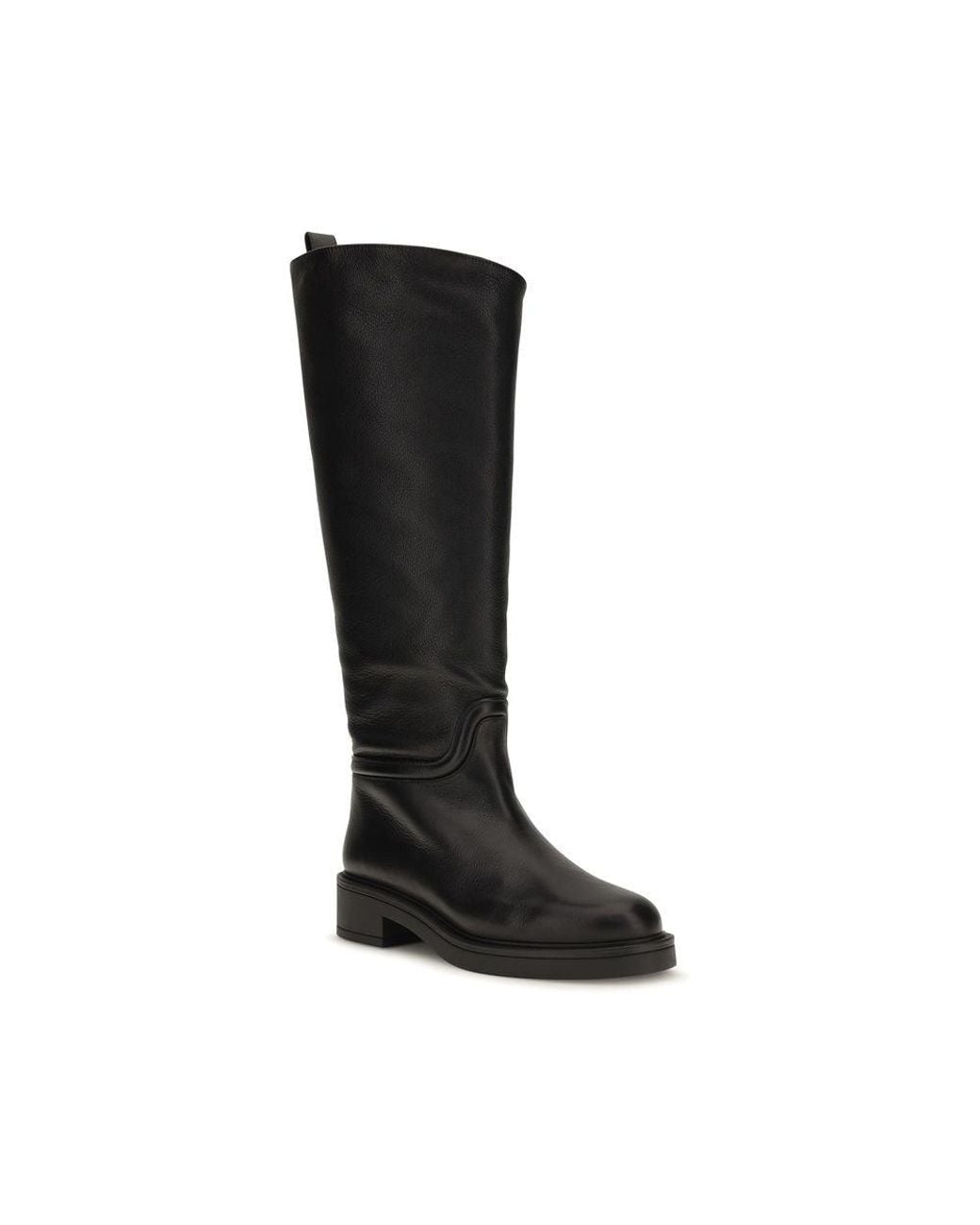 Stuart Weitzman Black Calf Leather Bos Taurus Flat Boots
