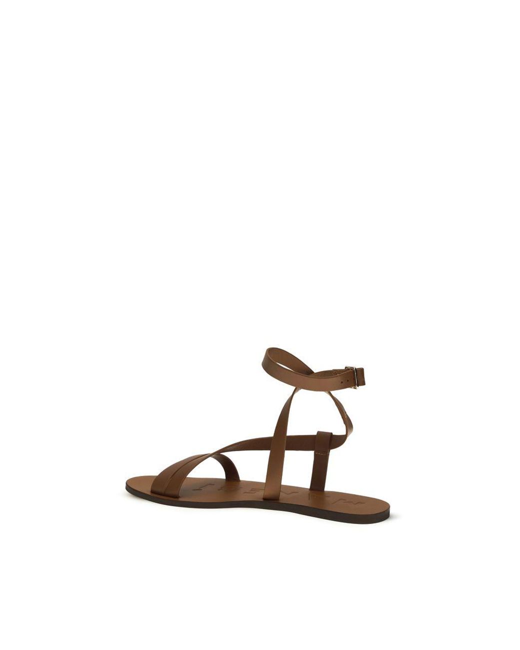 Manebí Brown Calf Leather Bos Taurus Flat Sandals