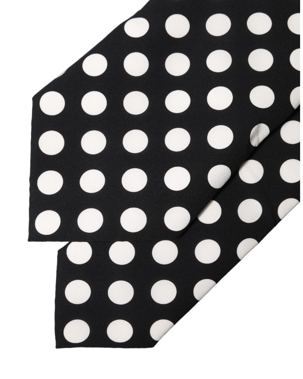 Dolce & Gabbana Black Dark Gray White Polka Dot Silk Adjustable Necktie Tie