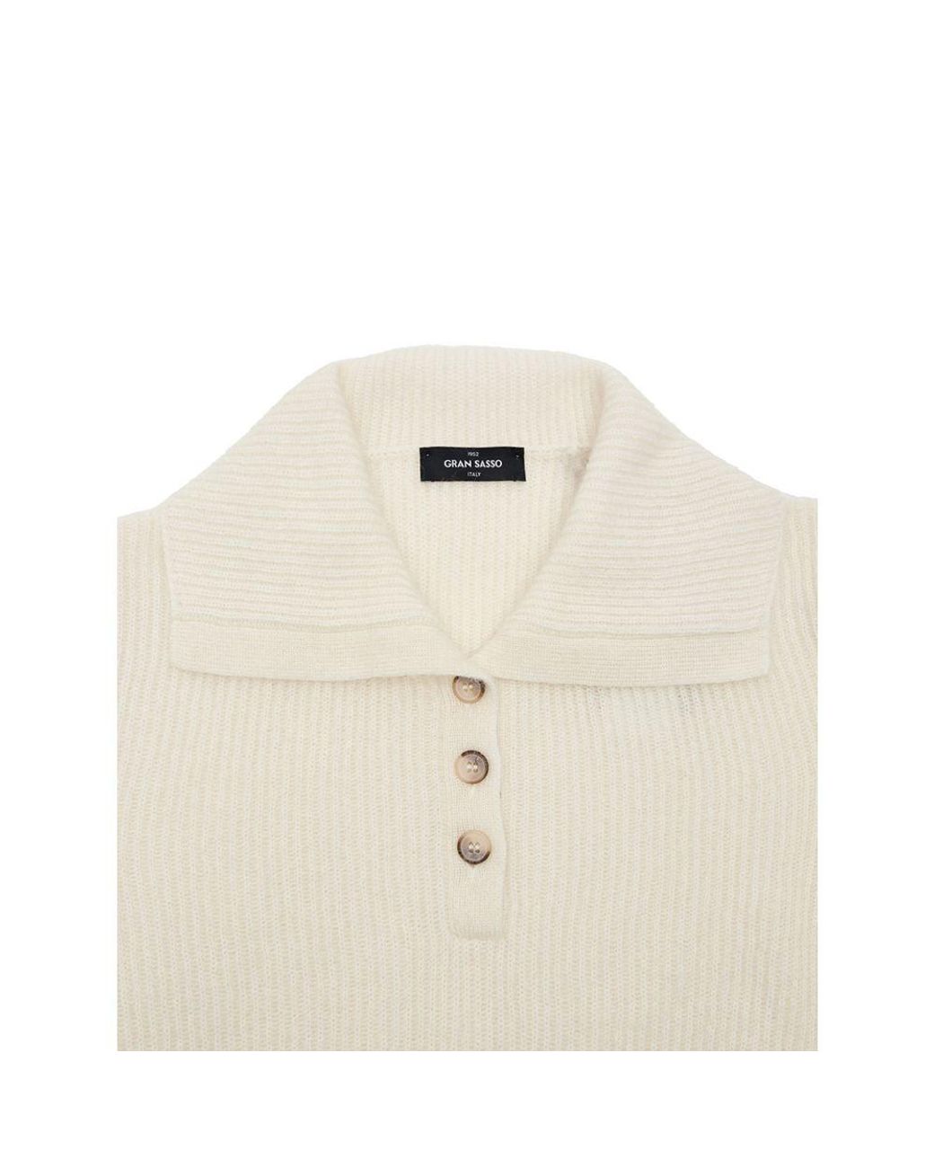 Gran Sasso White Wool Polo Shirt