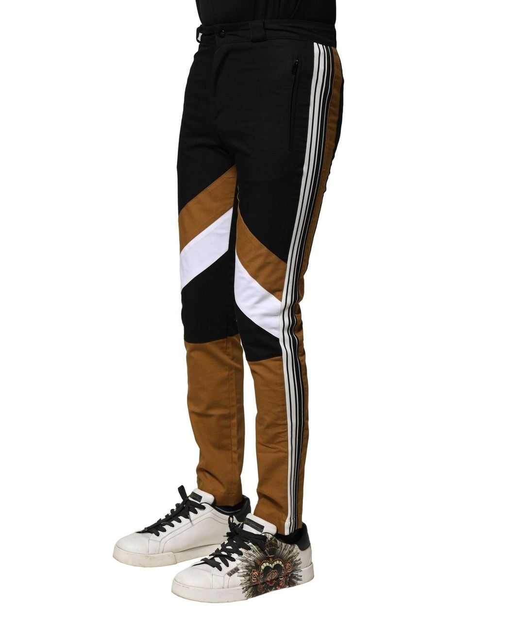 Dolce & Gabbana Black Color Block Slim Pants for men