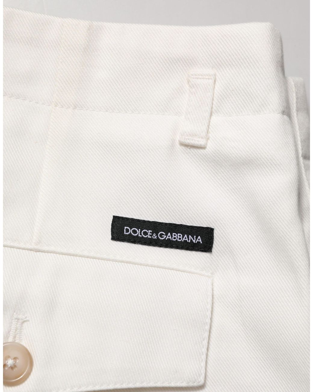 Dolce & Gabbana White Cotton Mid Waist Bermuda Shorts Co+01 for men