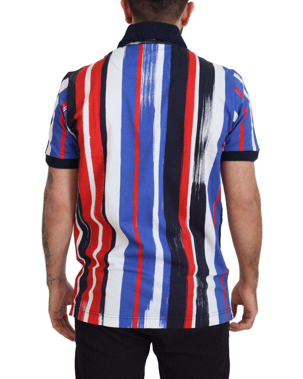 Dolce & Gabbana Red Multicolor Cotton Polo Top T-shirt for men