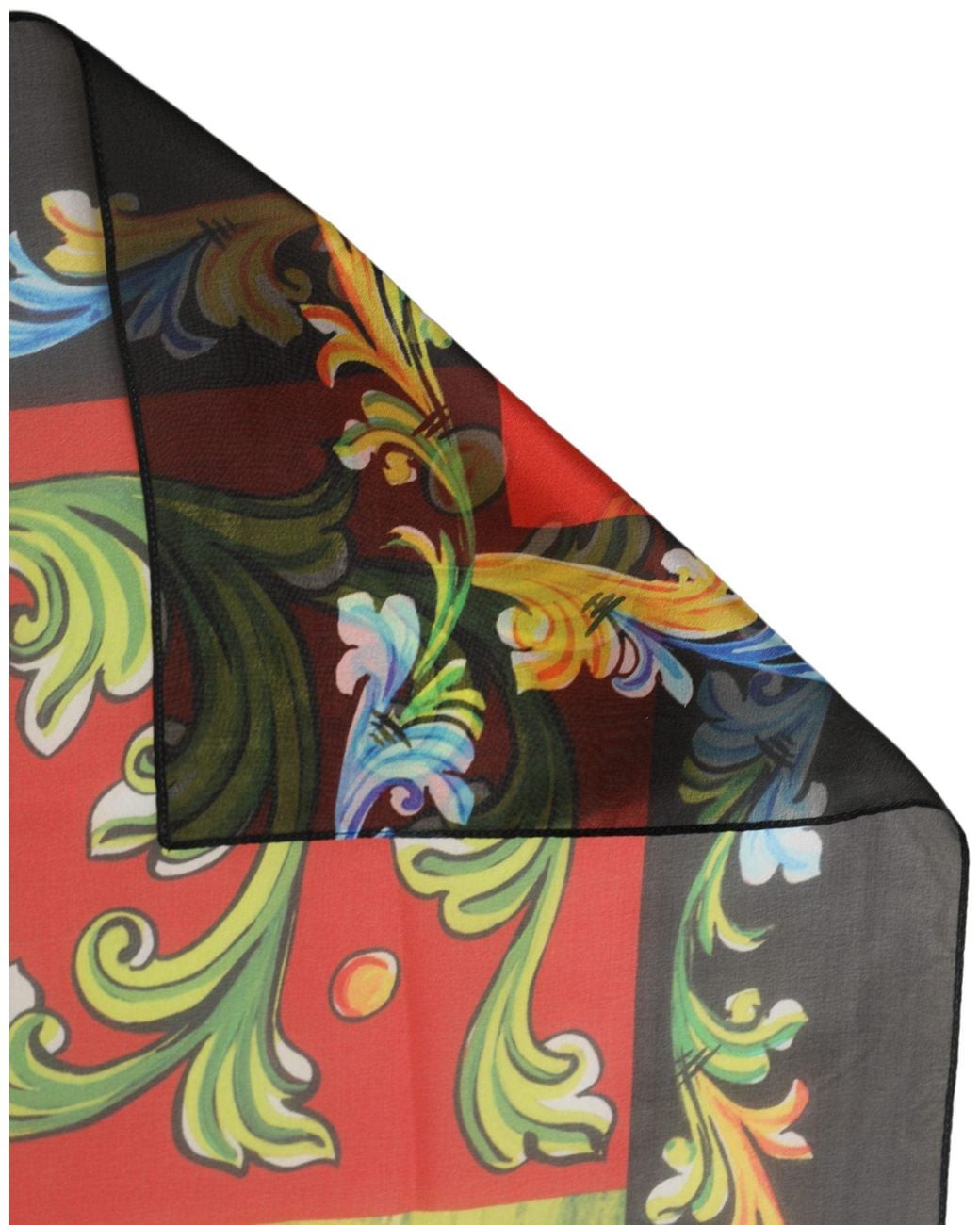 Dolce & Gabbana Black Dark Gray Silk Scenery Print Foulard Scarf