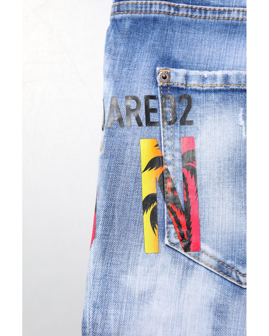 DSquared² Blue Washed Cotton Mid Waist Skinny Denim Jeans for men