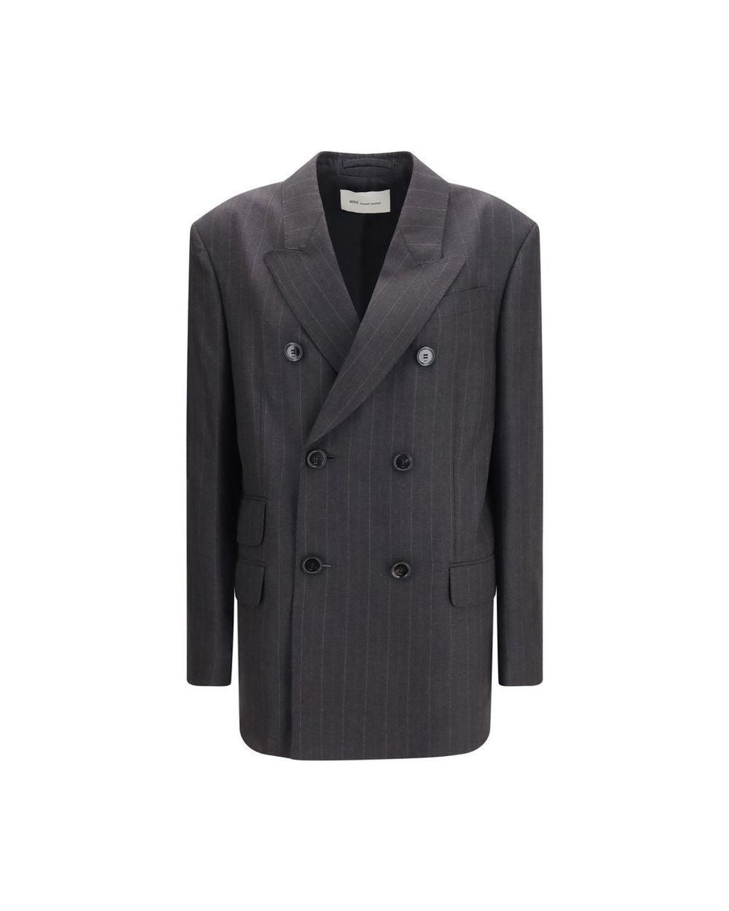 AMI Black Gray Wool Oves Aries Blazer