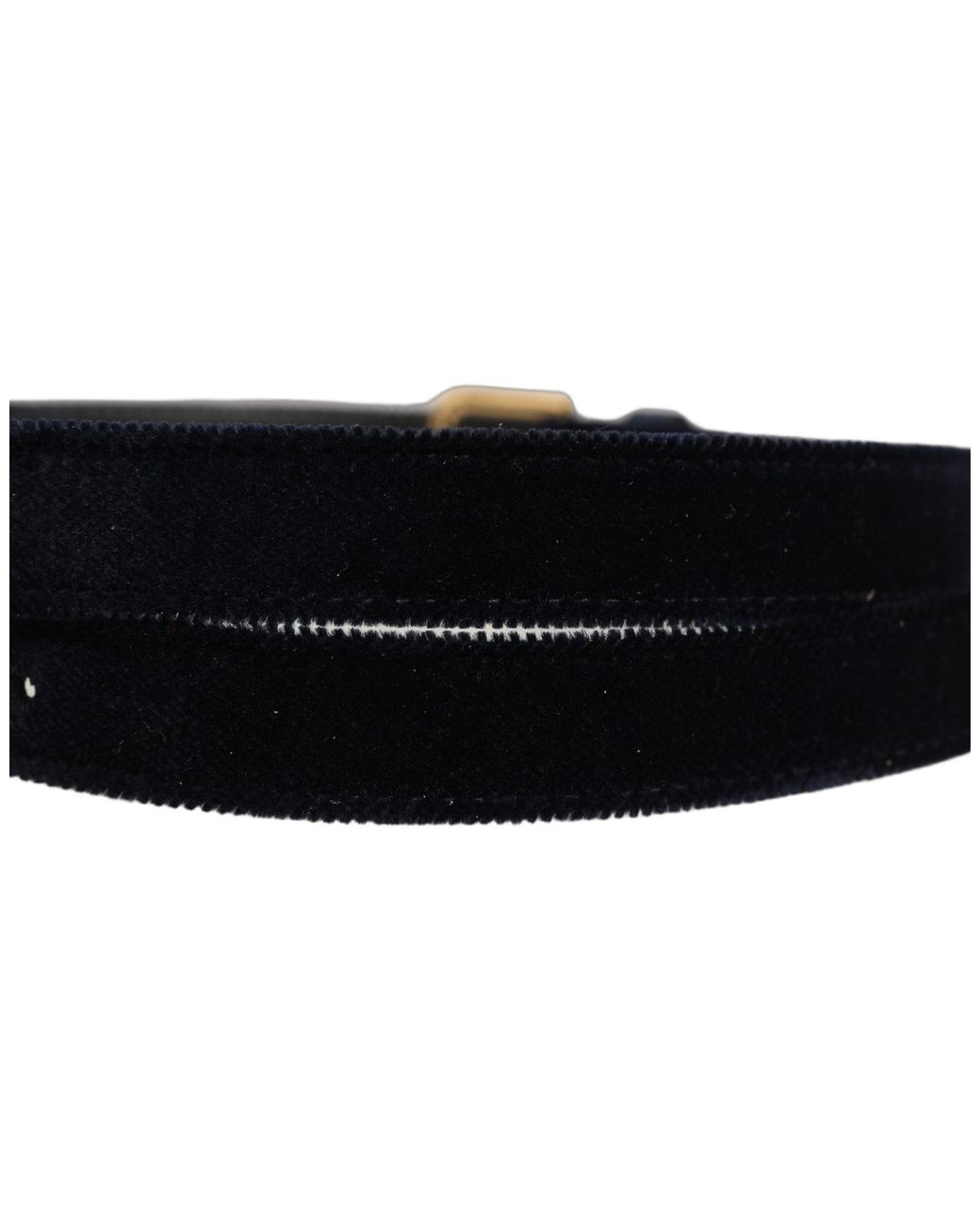 Dolce & Gabbana Black Dark Blue Velvet Gold Tone Metal Buckle Belt