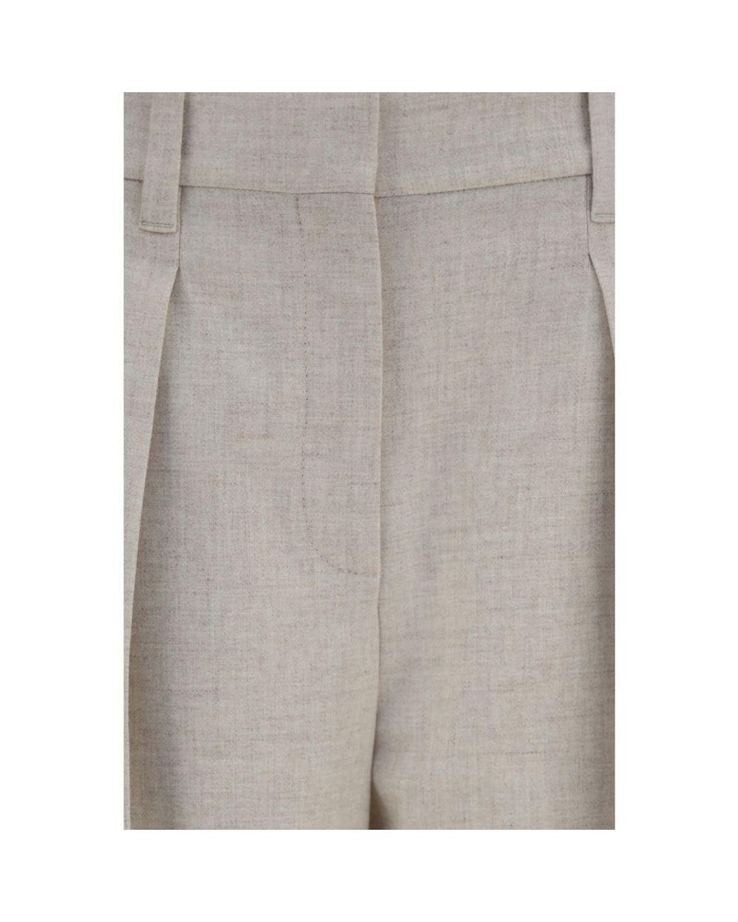 Brunello Cucinelli Gray Beige Wool Oves Aries Dress Pants