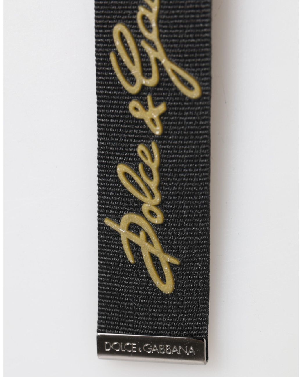 Dolce & Gabbana White Black Yellow Polyester Dg Logo Silver Keychain Keyring for men