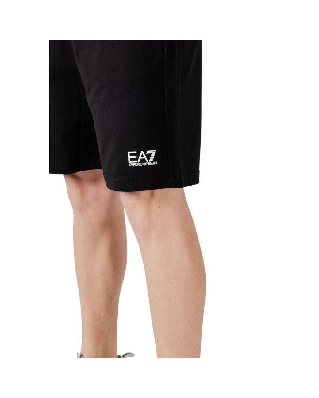 EA7 Black Cotton Bermuda Shorts for men