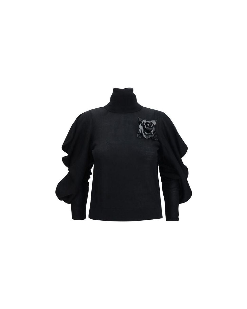 Blumarine Blue Black Wool Oves Aries Turtleneck