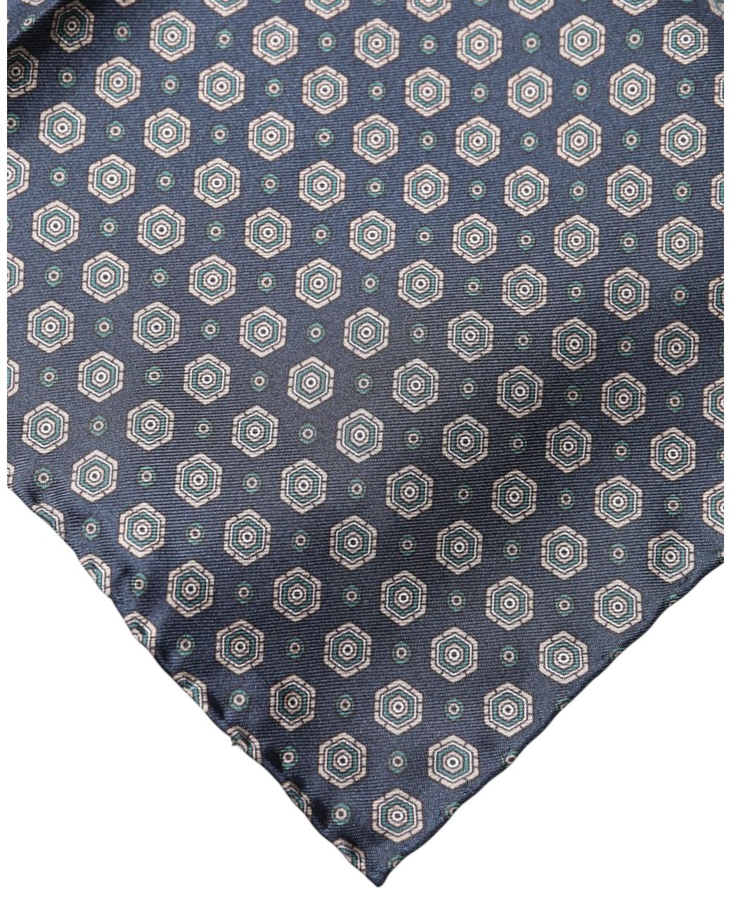 Dolce & Gabbana Gray Patterned Silk Square Handkerchief Scarf for men