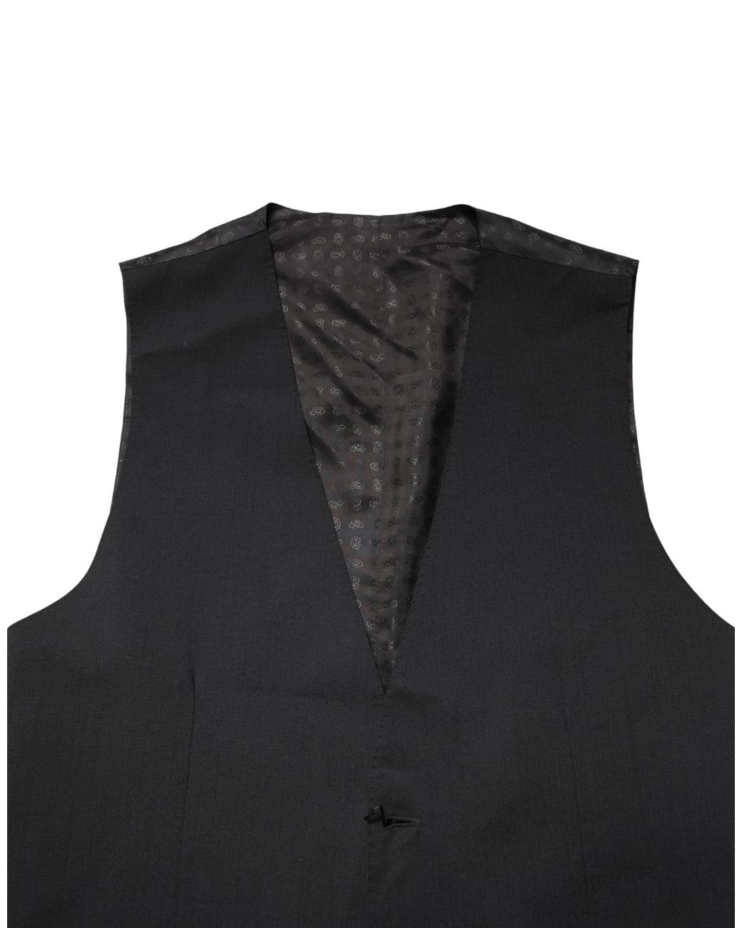 Dolce & Gabbana Black Wool Dress Formal Waistcoat Vest for men