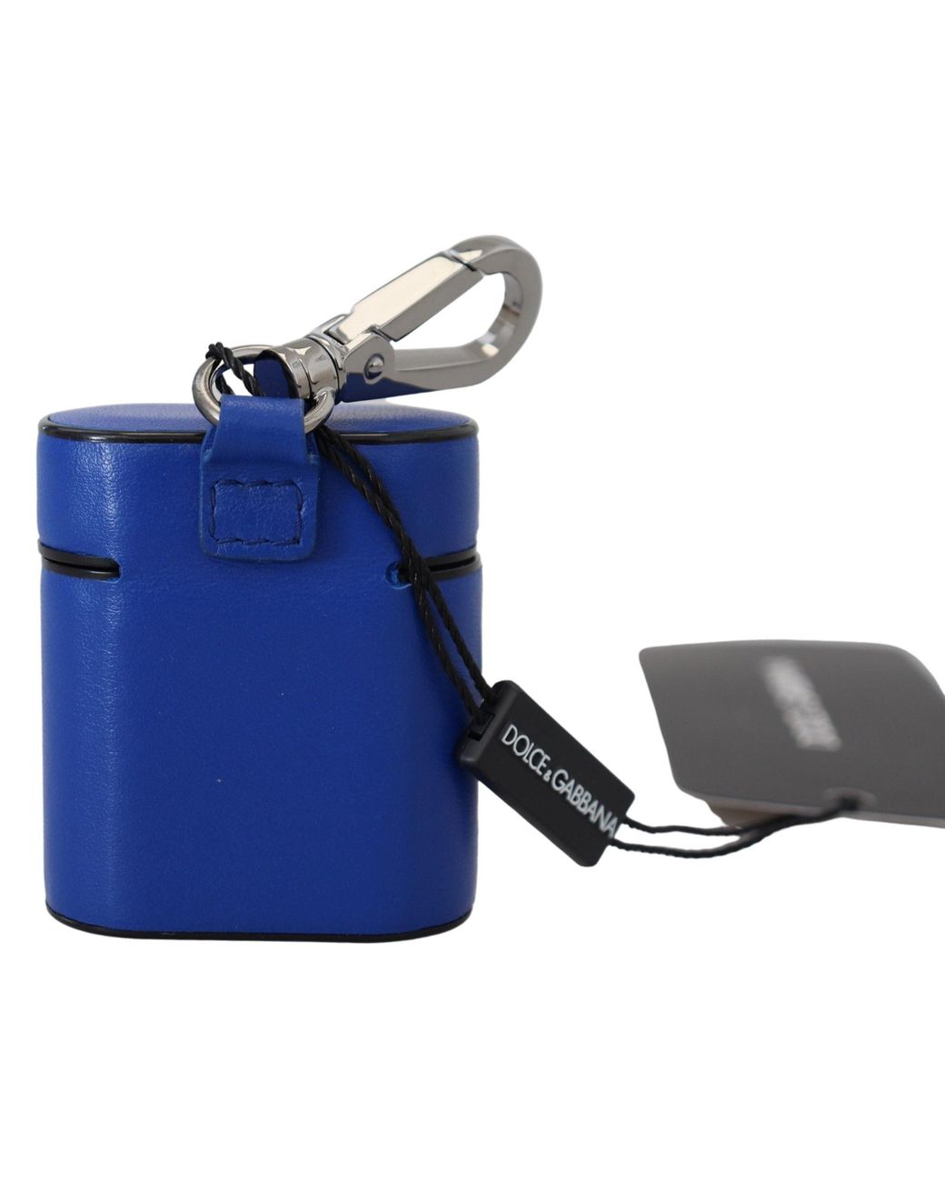 Dolce & Gabbana Blue Leather Silver Metal Logo Airpods Case