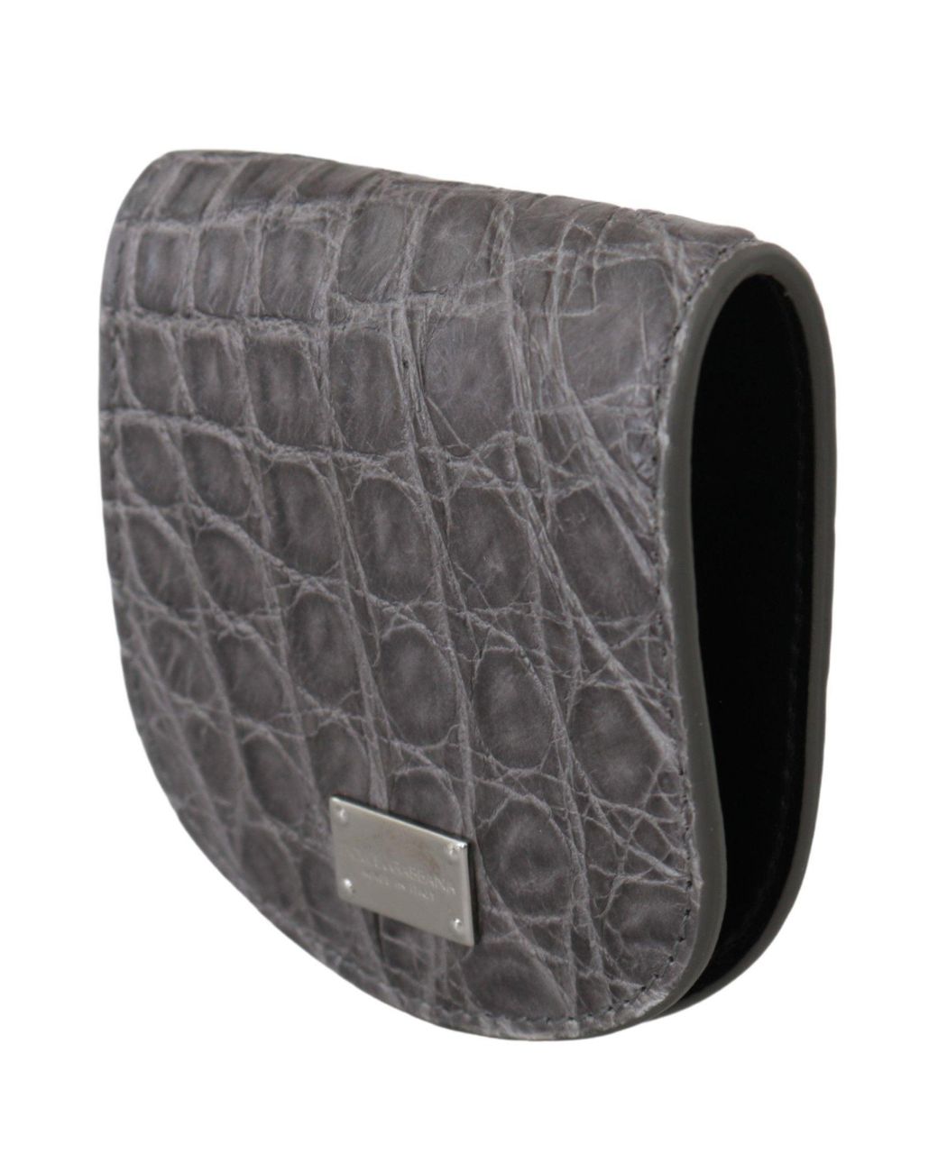 Dolce & Gabbana Gray Exotic Skin Condom Case Holder Pocket Wallet for men