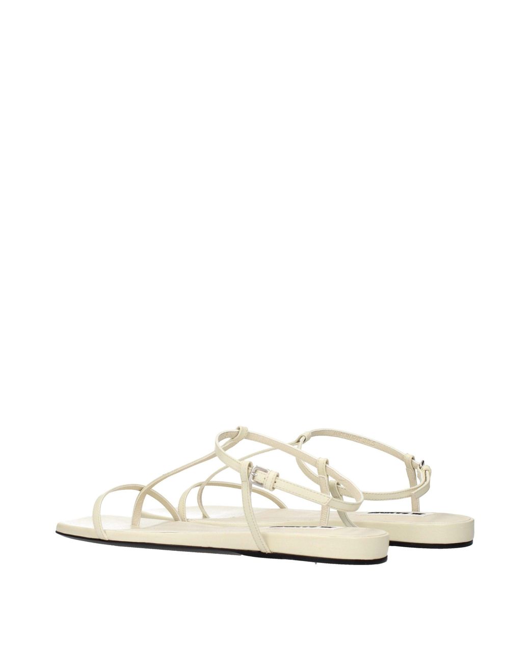 Jil Sander Natural Leather Flip-Flop Sandals
