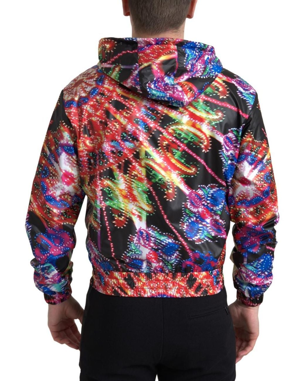 Dolce & Gabbana Blue Multicolor Hooded Sweatshirt Sweater for men